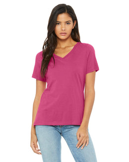 Bella+Canvas Ladies Missy V-Neck T-Shirt 6405 | Berry - Front