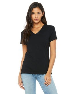 Bella+Canvas Ladies Missy V-Neck T-Shirt 6405 | Black - Front