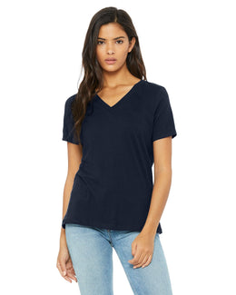 Bella+Canvas Ladies Missy V-Neck T-Shirt 6405 | Navy - Front