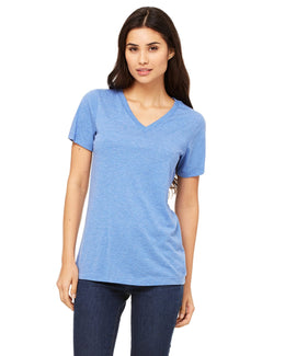 Bella+Canvas Ladies Missy V-Neck T-Shirt 6405 | Blue Triblend - Front