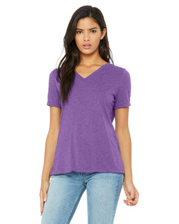 Bella+Canvas Ladies Missy V-Neck T-Shirt 6405 | Purple Triblend - Front