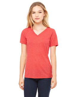 Bella+Canvas Ladies Missy V-Neck T-Shirt 6405 | Red Triblend - Front