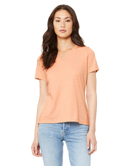 Bella+Canvas Ladies Missy V-Neck T-Shirt 6405 | Heather Peach - Front
