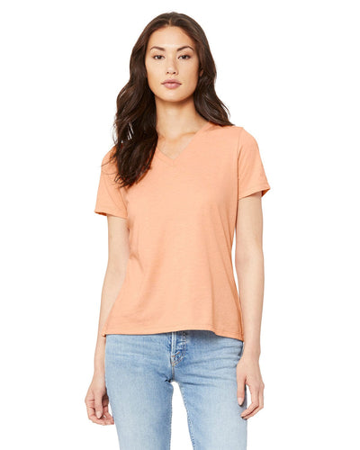 Bella+Canvas Ladies Missy V-Neck T-Shirt 6405 | Heather Peach - Front