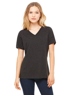 Bella+Canvas Ladies Missy V-Neck T-Shirt 6405 | Chrcl Blck Trbln - Front