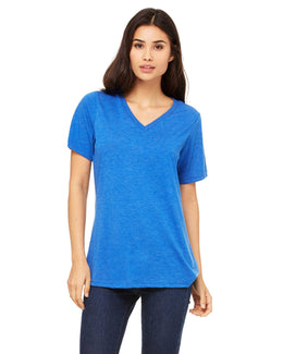 Bella+Canvas Ladies Missy V-Neck T-Shirt 6405 | Tr Royal Triblnd - Front