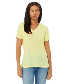 Bella+Canvas Ladies Missy V-Neck T-Shirt 6405 | Pale Ylw Trblnd - Front