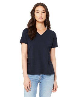 Bella+Canvas Ladies Missy V-Neck T-Shirt 6405 | Solid Nvy Trblnd - Front