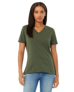 Bella+Canvas Ladies Missy V-Neck T-Shirt 6405 | Military Green - Front