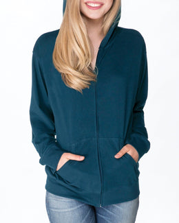 Next Level Unisex Sueded Full-Zip Hoodie 6491 | Cool Blue - Front