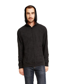 Next Level Unisex Sueded Full-Zip Hoodie 6491 | Heather Charcoal - Front