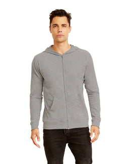 Next Level Unisex Sueded Full-Zip Hoodie 6491 | Drk Heather Gray - Front