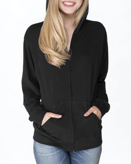 Next Level Unisex Sueded Full-Zip Hoodie 6491 | Black - Front