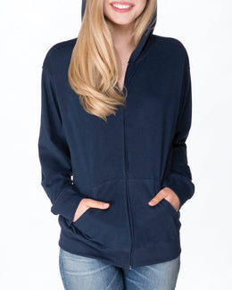 Next Level Unisex Sueded Full-Zip Hoodie 6491 | Midnight Navy - Front