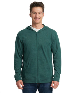 Next Level Unisex Sueded Full-Zip Hoodie 6491 | Hthr Forest Grn - Front
