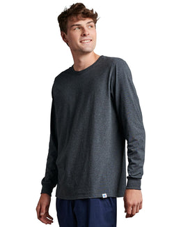 Russell Athletic Unisex Essential Performance Long-Sleeve T-Shirt 64LTTM | Black Heather - Front