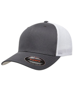 Yupoong Flexfit 6-Panel Trucker Cap 6511 | Charcoal/ White - Front