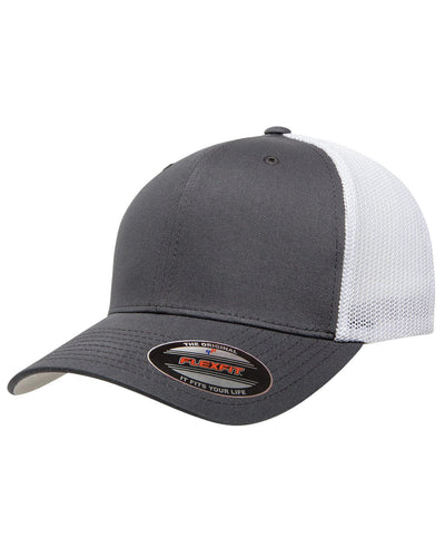 Yupoong Flexfit 6-Panel Trucker Cap 6511 | Charcoal/ White - Front