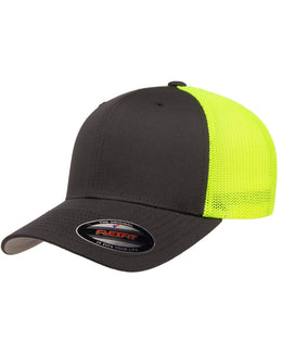 Yupoong Flexfit 6-Panel Trucker Cap 6511 | Chrcl/ Neon Yllw - Front