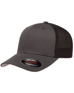 Yupoong Flexfit 6-Panel Trucker Cap 6511 | Charcoal/ Black - Front