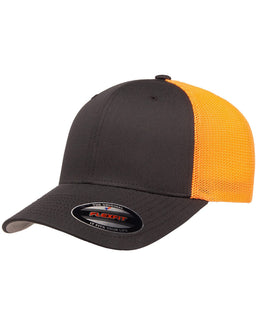 Yupoong Flexfit 6-Panel Trucker Cap 6511 | Chrcl/ Neon Orng - Front