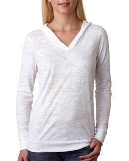 Next Level Ladies Burnout Hoodie 6521 | White - Front
