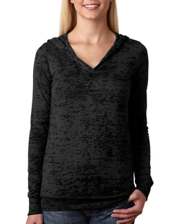 Next Level Ladies Burnout Hoodie 6521 | Black - Front
