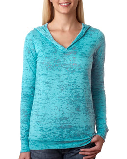 Next Level Ladies Burnout Hoodie 6521 | Tahiti Blue - Front
