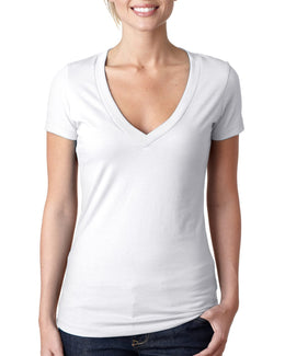 Next Level Ladies CVC Deep V-Neck Tee 6640 | White - Front