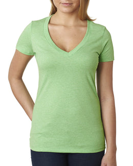 Next Level Ladies CVC Deep V-Neck Tee 6640 | Apple Green - Front