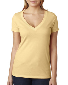 Next Level Ladies CVC Deep V-Neck Tee 6640 | Banana Cream - Front