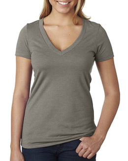 Next Level Ladies CVC Deep V-Neck Tee 6640 | Warm Gray - Front
