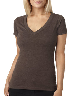 Next Level Ladies CVC Deep V-Neck Tee 6640 | Espresso - Front
