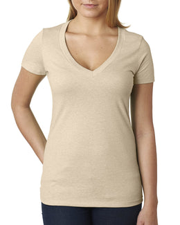 Next Level Ladies CVC Deep V-Neck Tee 6640 | Cream - Front