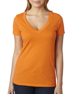 Next Level Ladies CVC Deep V-Neck Tee 6640 | Orange - Front