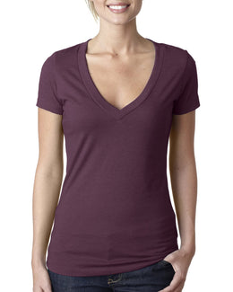 Next Level Ladies CVC Deep V-Neck Tee 6640 | Plum - Front
