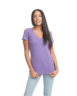 Next Level Ladies CVC Deep V-Neck Tee 6640 | Purple Berry - Front