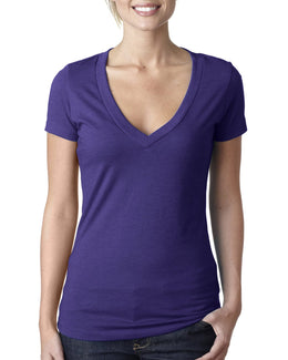 Next Level Ladies CVC Deep V-Neck Tee 6640 | Purple Rush - Front