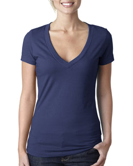 Next Level Ladies CVC Deep V-Neck Tee 6640 | Storm - Front