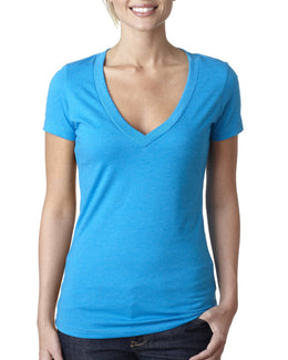 Next Level Ladies CVC Deep V-Neck Tee 6640 | Turquoise - Front
