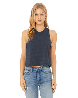 Bella+Canvas Ladies Racerback Cropped Tank 6682 | Heather Navy - Front