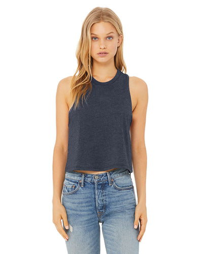 Bella+Canvas Ladies Racerback Cropped Tank 6682 | Heather Navy - Front