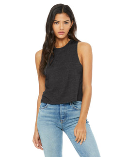 Bella+Canvas Ladies Racerback Cropped Tank 6682 | Dark Gry Heather - Front
