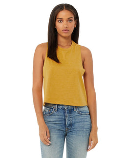Bella+Canvas Ladies Racerback Cropped Tank 6682 | Heather Mustard - Front