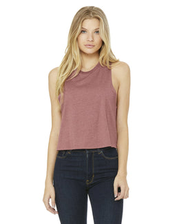 Bella+Canvas Ladies Racerback Cropped Tank 6682 | Heather Mauve - Front