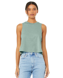 Bella+Canvas Ladies Racerback Cropped Tank 6682 | Hthr Dusty Blue - Front