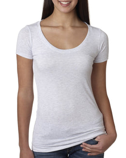 Next Level Ladies Triblend Scoop Neck Tee 6730 | Heather White - Front