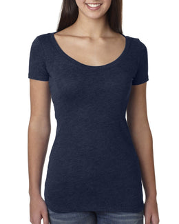 Next Level Ladies Triblend Scoop Neck Tee 6730 | Vintage Navy - Front