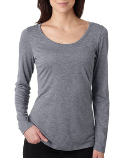 Next Level Ladies Triblend Long Sleeve Scoop Tee 6731 | Premium Heather - Front