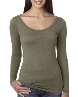 Next Level Ladies Triblend Long Sleeve Scoop Tee 6731 | Venetian Gray - Front